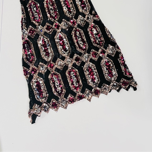 Disco Lemonade X Lux Muse Red Plaid & Sequin Mix Media Bell Bottom Flare Pants - Picture 6 of 15